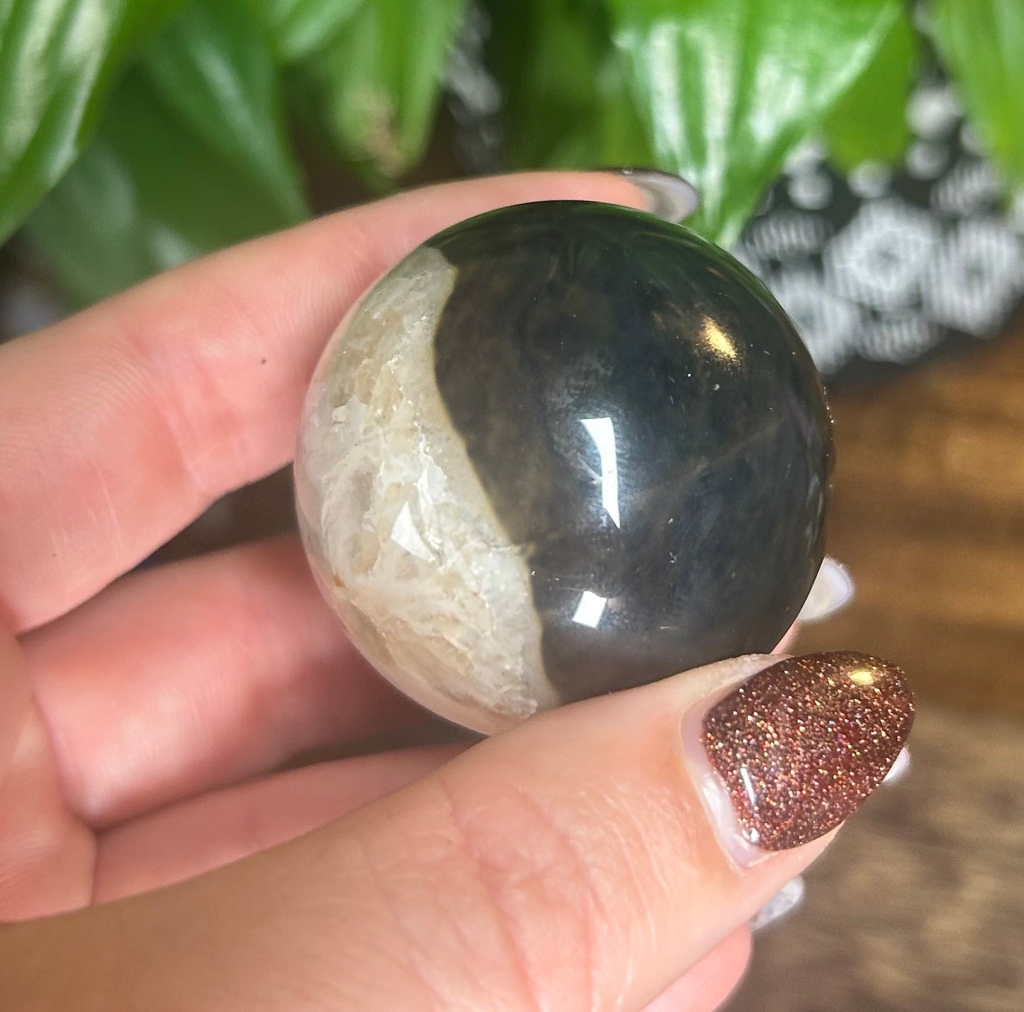 Black Agate Crystal Sphere