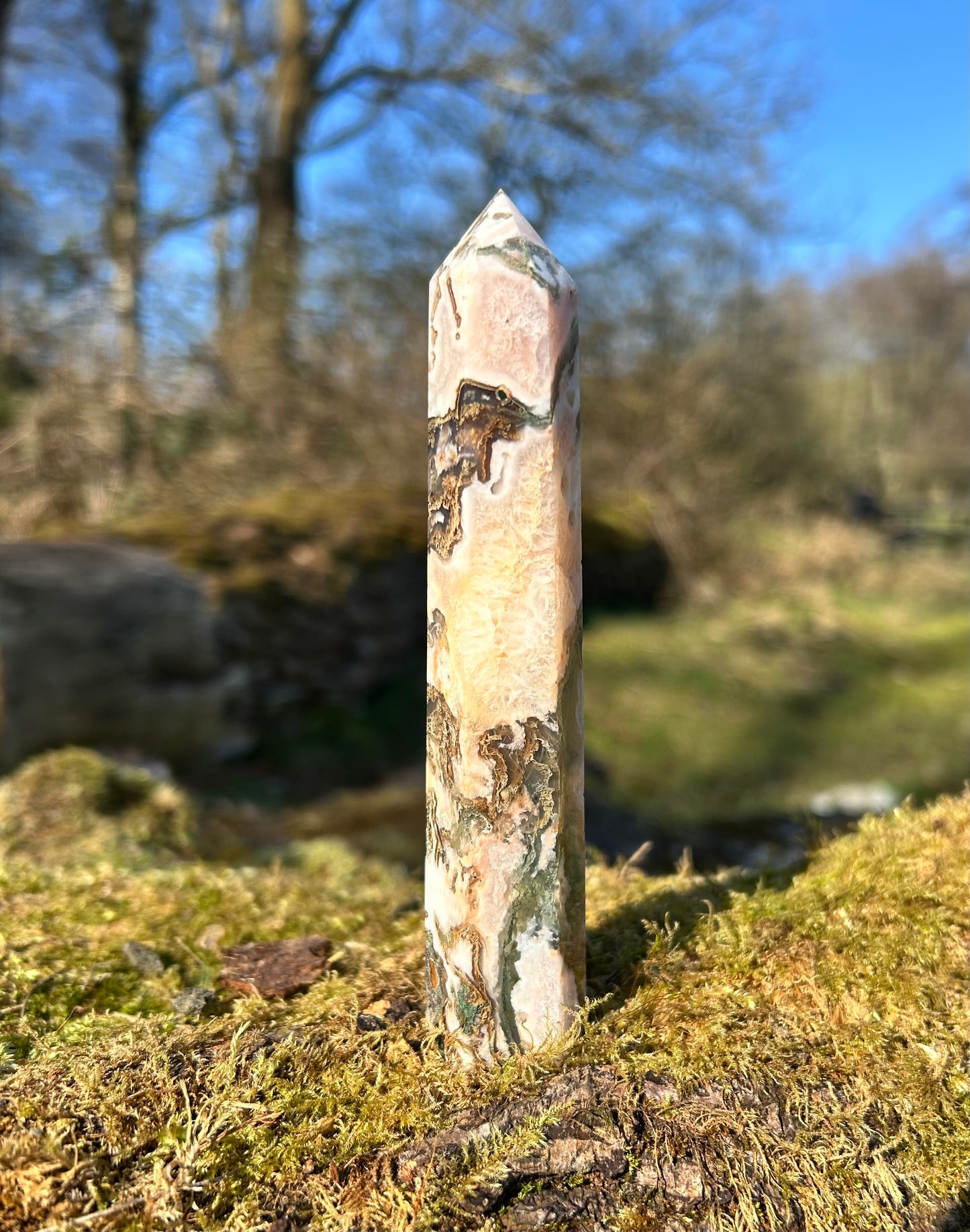 Moss Agate Druzy Crystal Tower