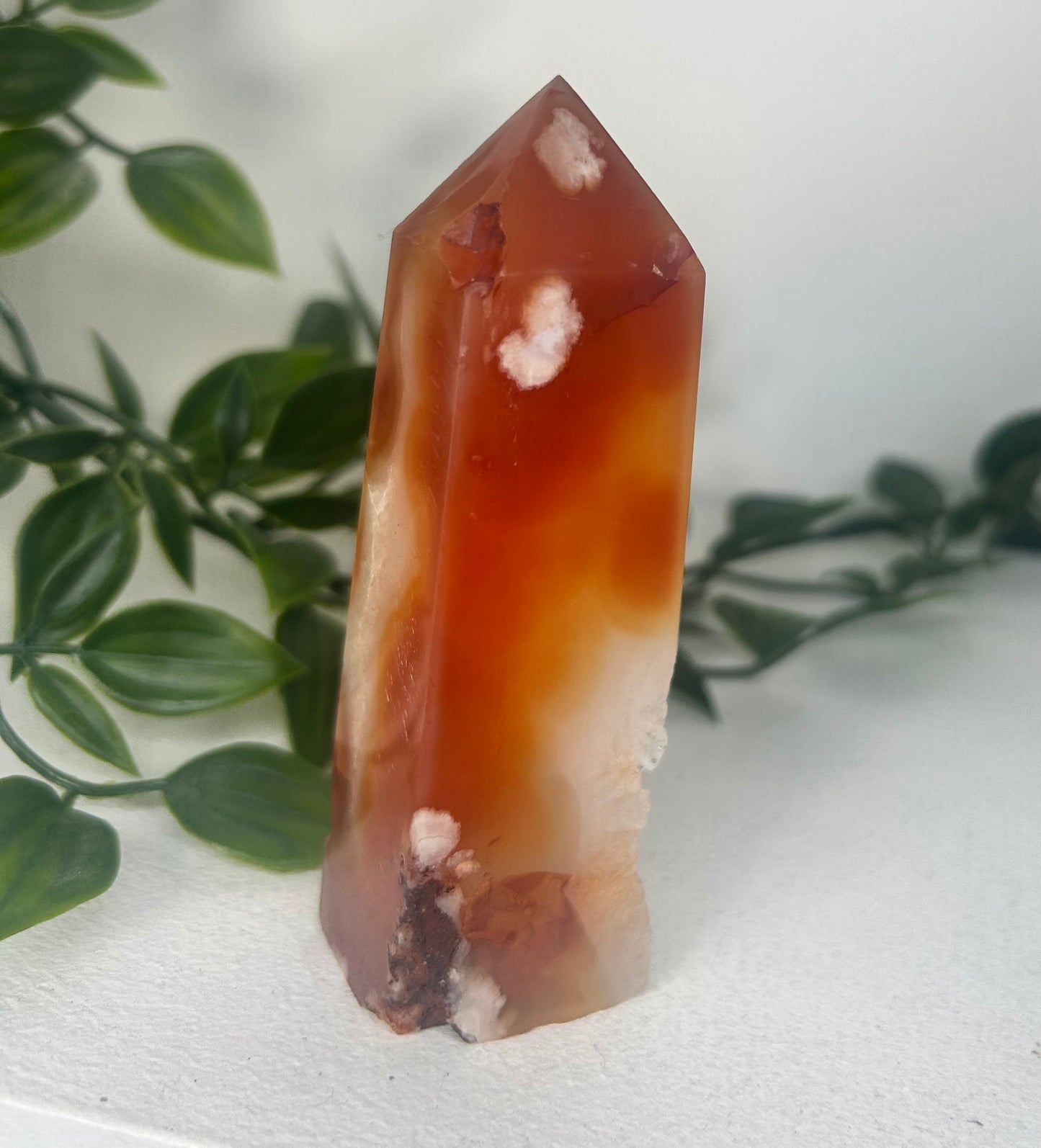 Carnelian Flower Agate Druzy Tower