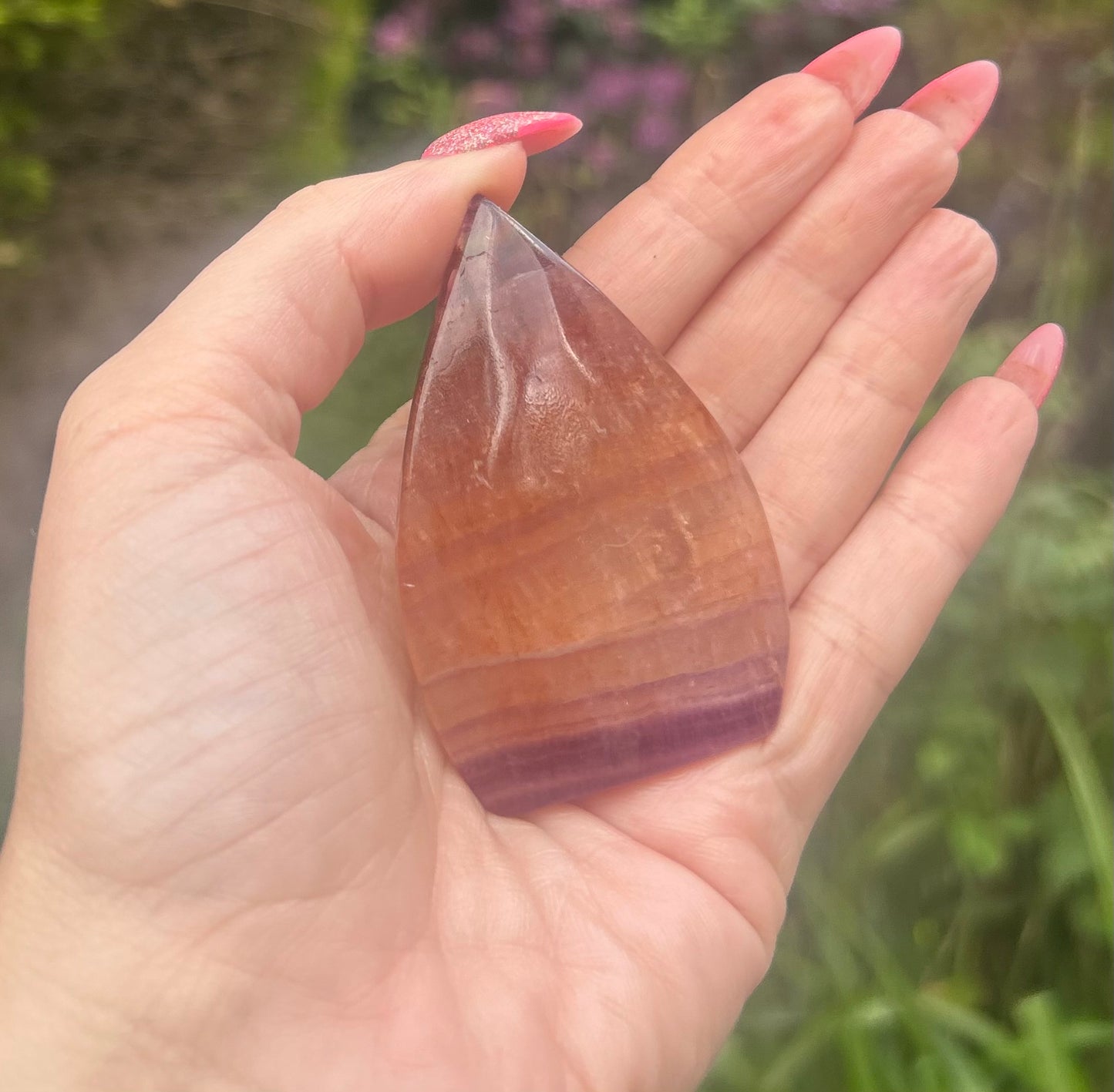 Fluorite with Firequartz Tear drop / Flame