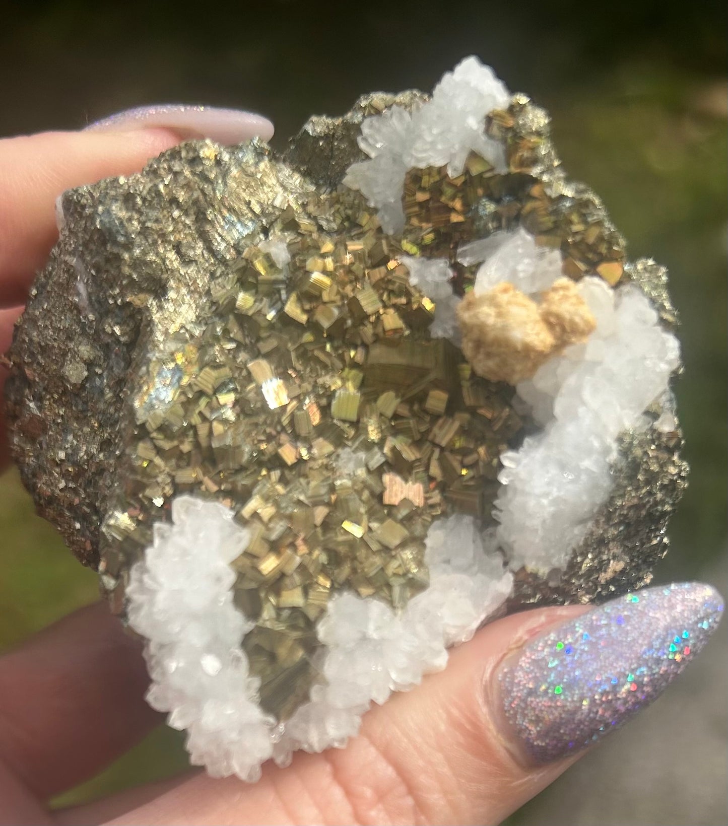 Quartz With AA Quality Rare Aura Pyrite Cubes