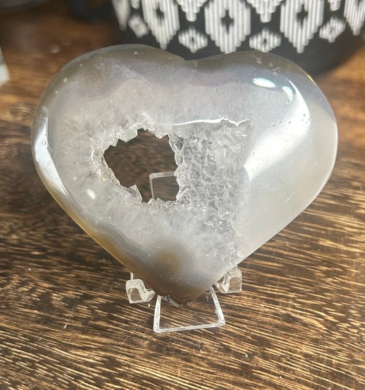 Agate Druzy Crystal Heart Carving