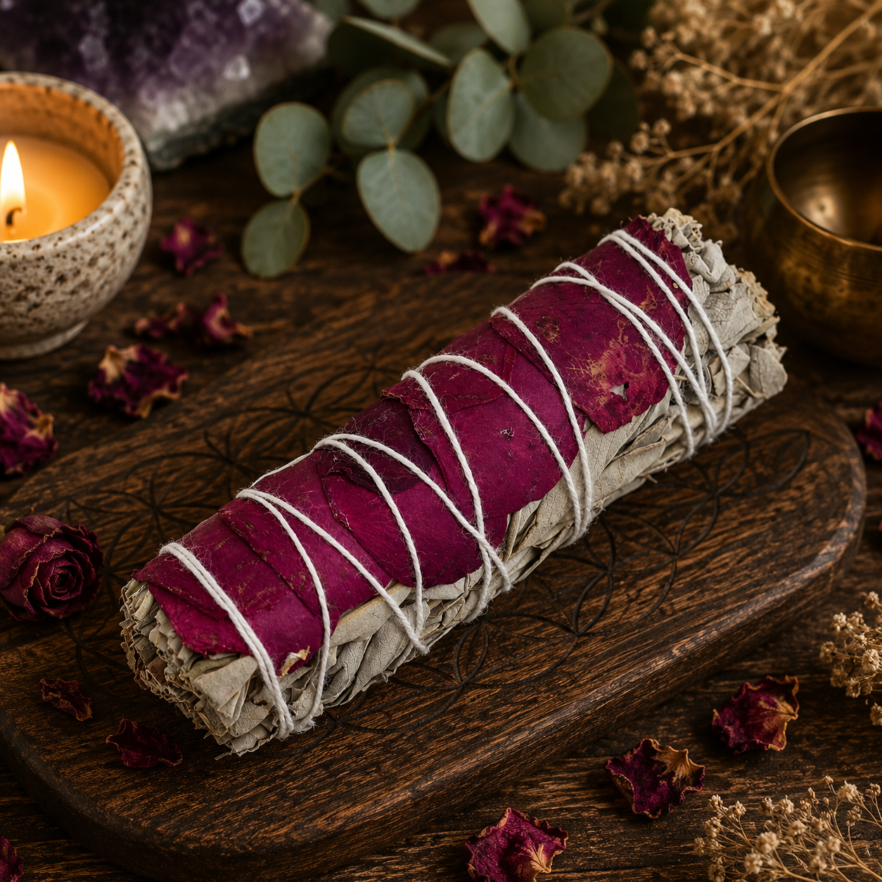 Californian White Sage with Rose Petals