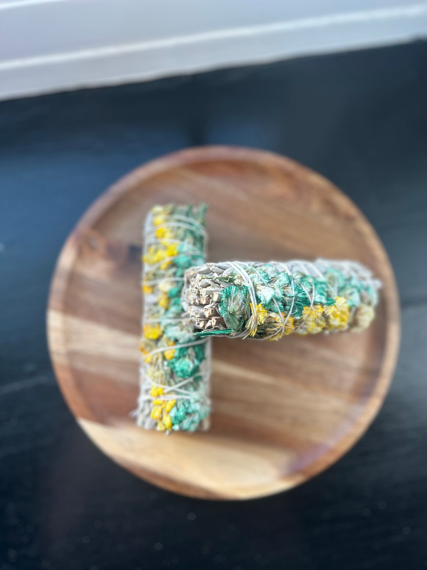 Green and Yellow Sinuata & White Sage Smudge Stick