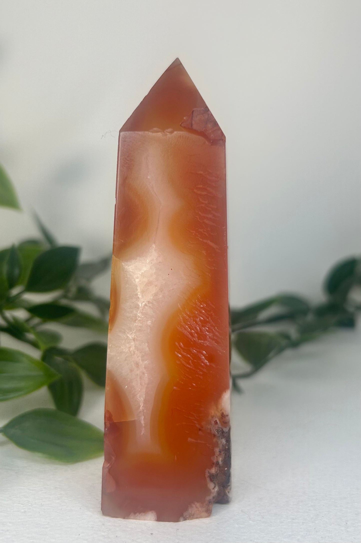 Carnelian Flower Agate Druzy Tower