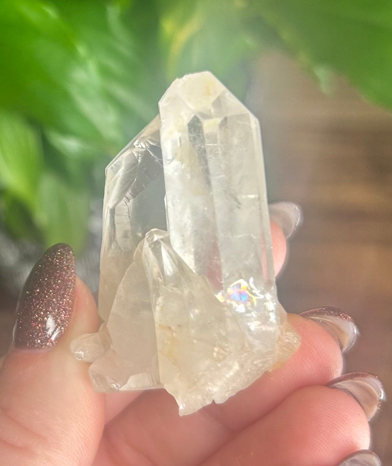 Kundalini Clear Quartz Laser Specimen With Rainbow Inclusion.