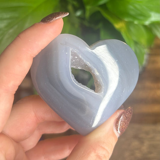 Agate Druzy Crystal Heart Carving