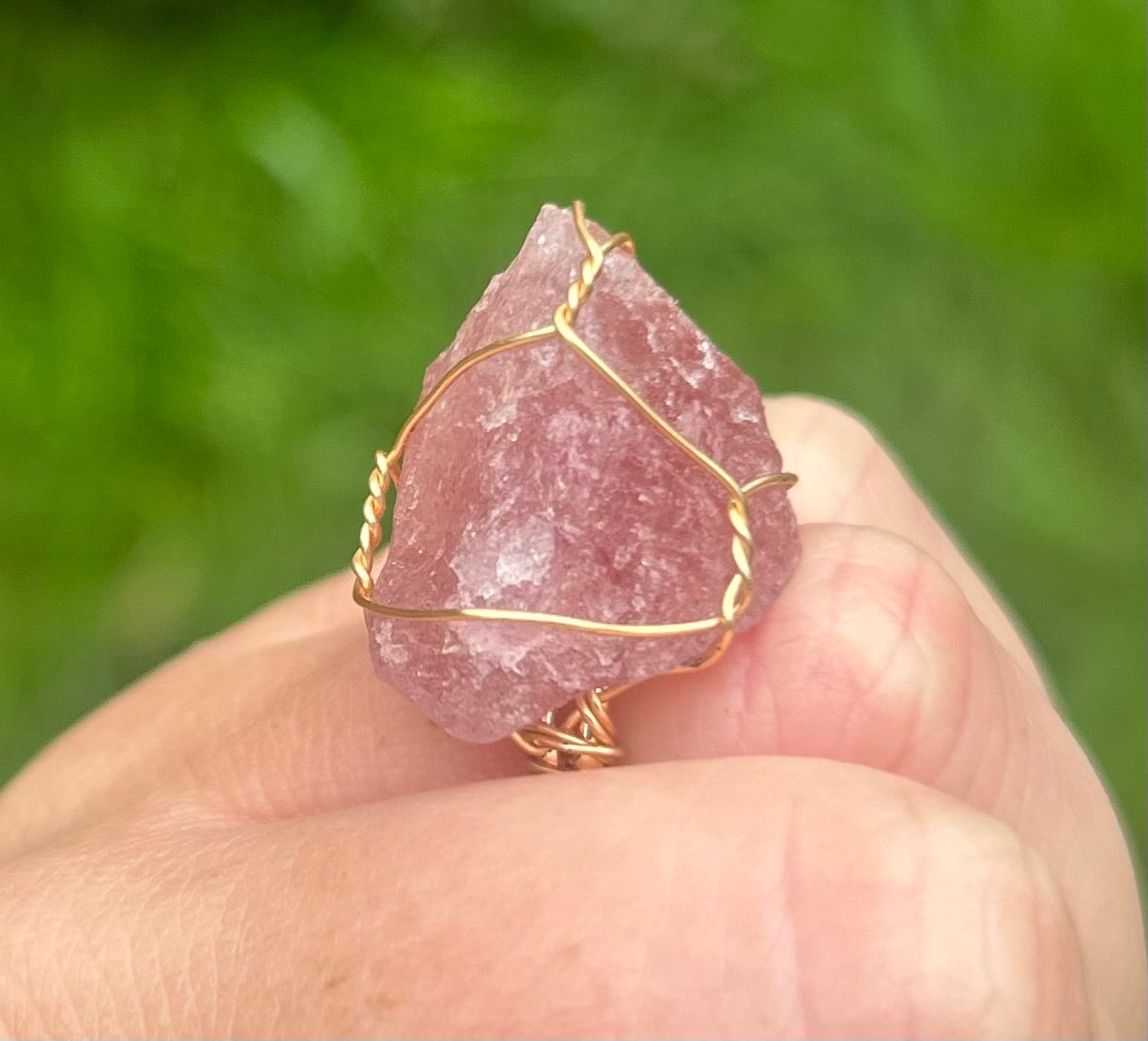 Strawberry Quartz Crystal Cocktail Ring