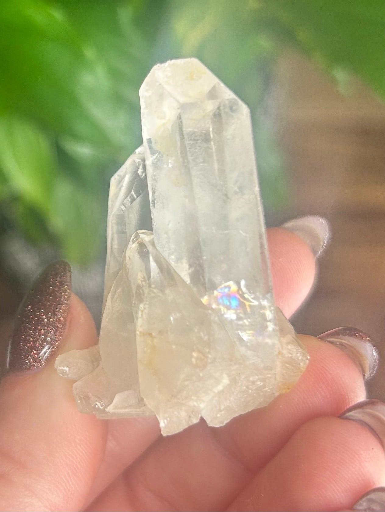 Kundalini Clear Quartz Laser Specimen With Rainbow Inclusion.
