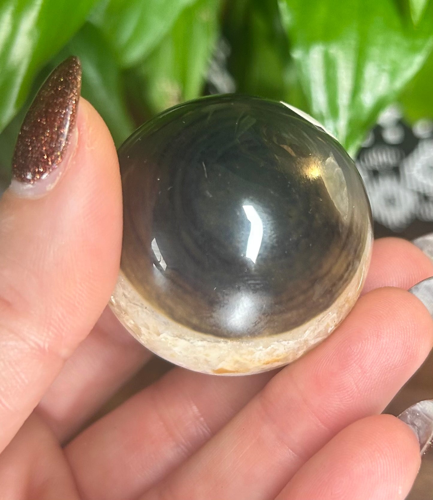 Black Agate Crystal Sphere
