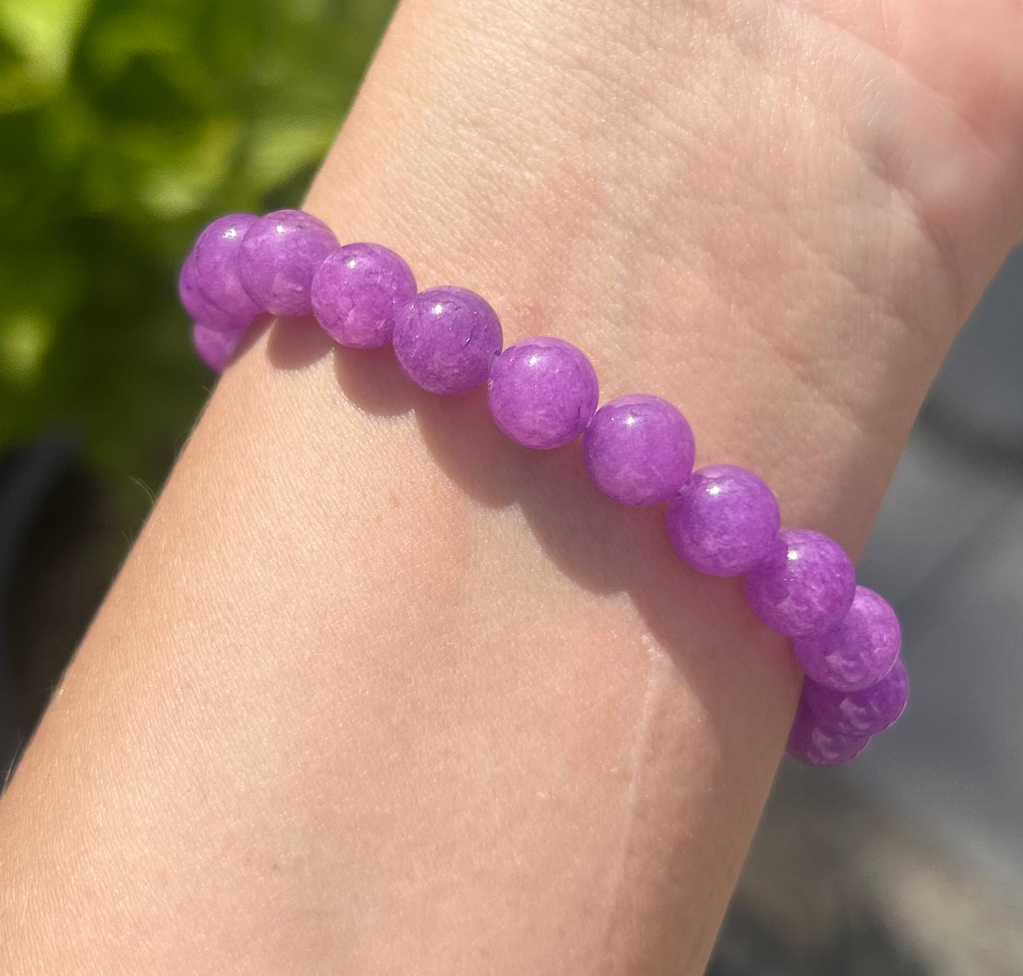 Purple Dyed Aventurine Beaded Crystal Bracelet