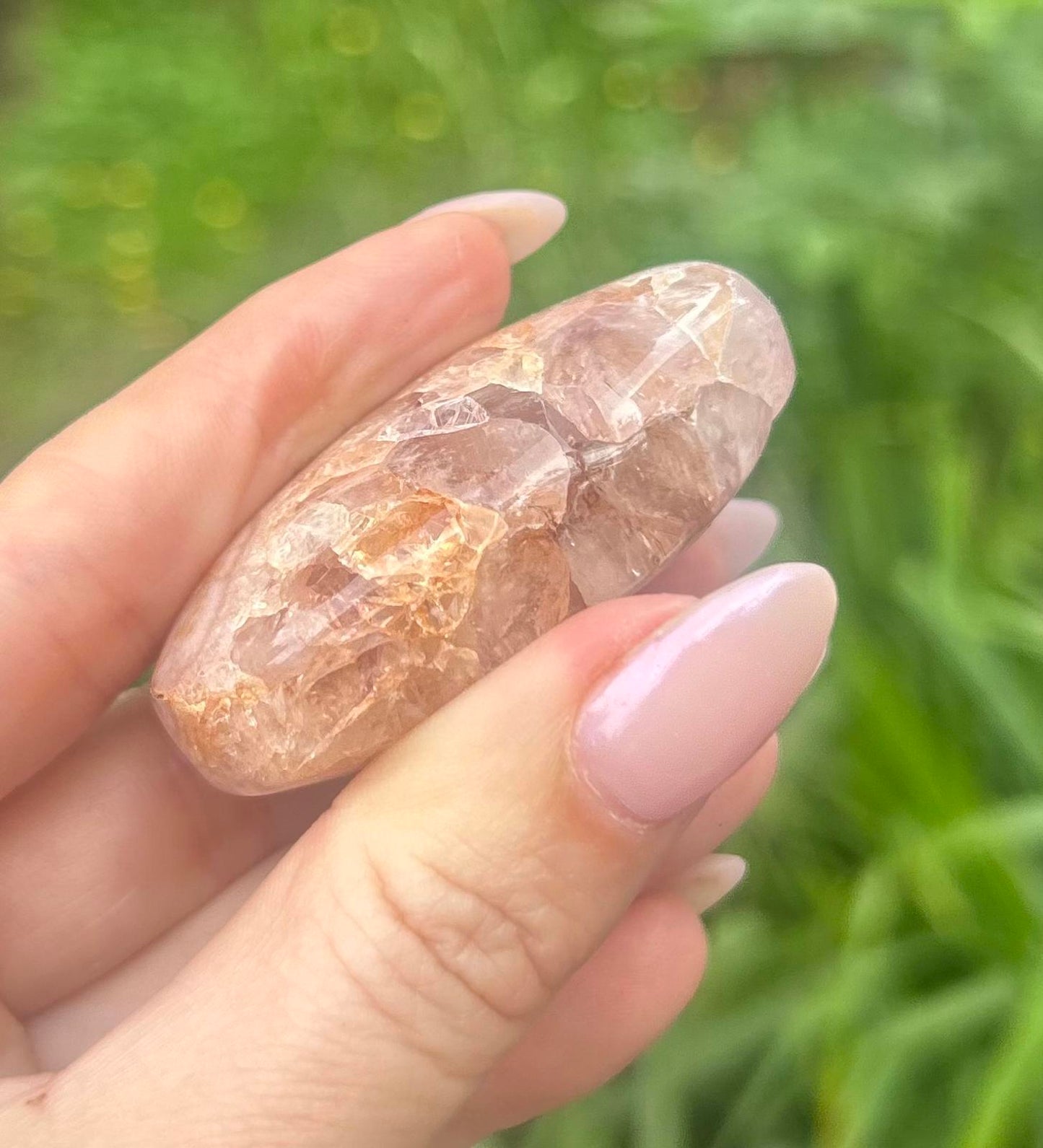 Pink Flower Agate Amethyst Palm Crystal Stone