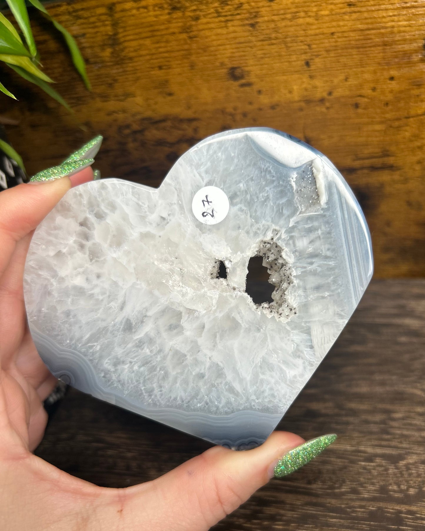 Grey Agate Druzy Statement Heart