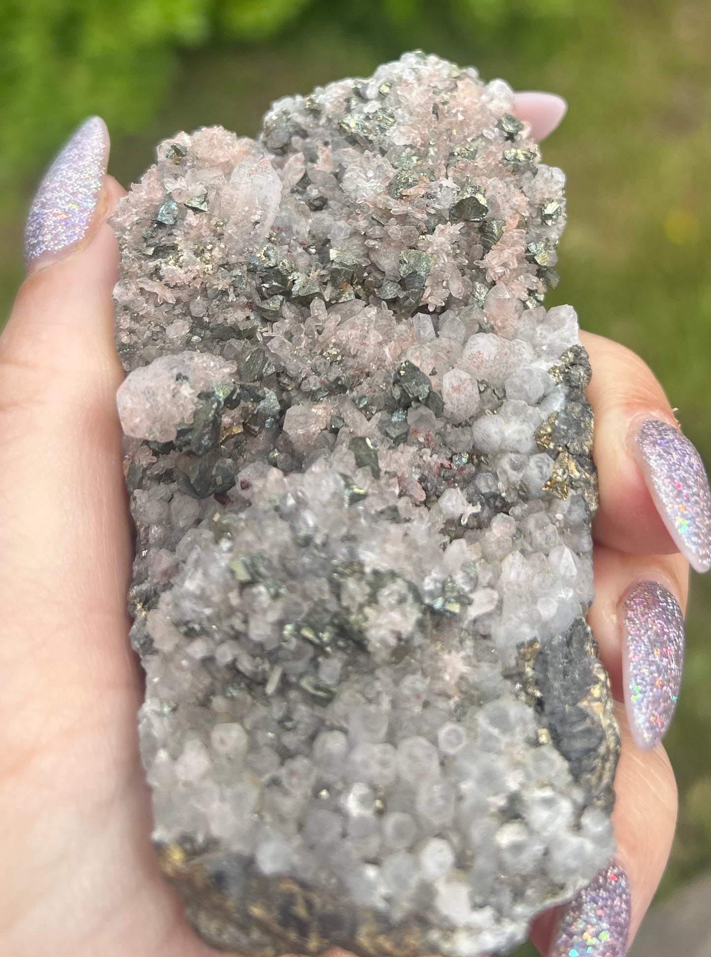 Quartz, Red Quartz, Galena and pyrite