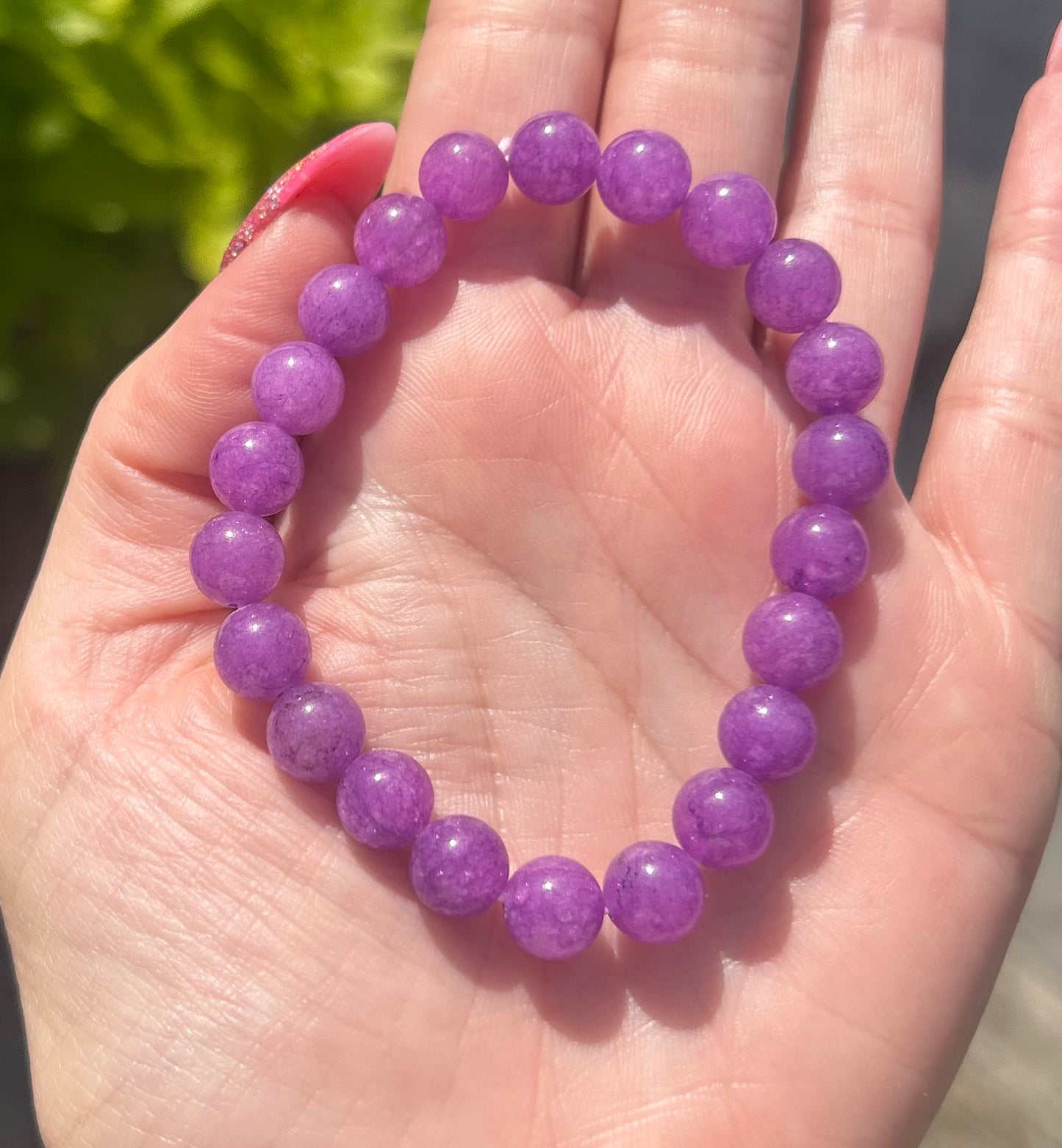 Purple Dyed Aventurine Beaded Crystal Bracelet