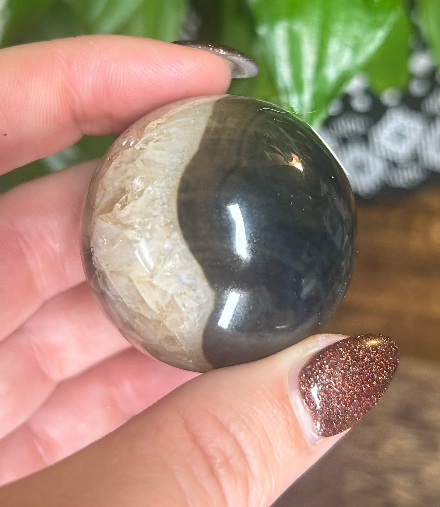 Black Agate Crystal Sphere