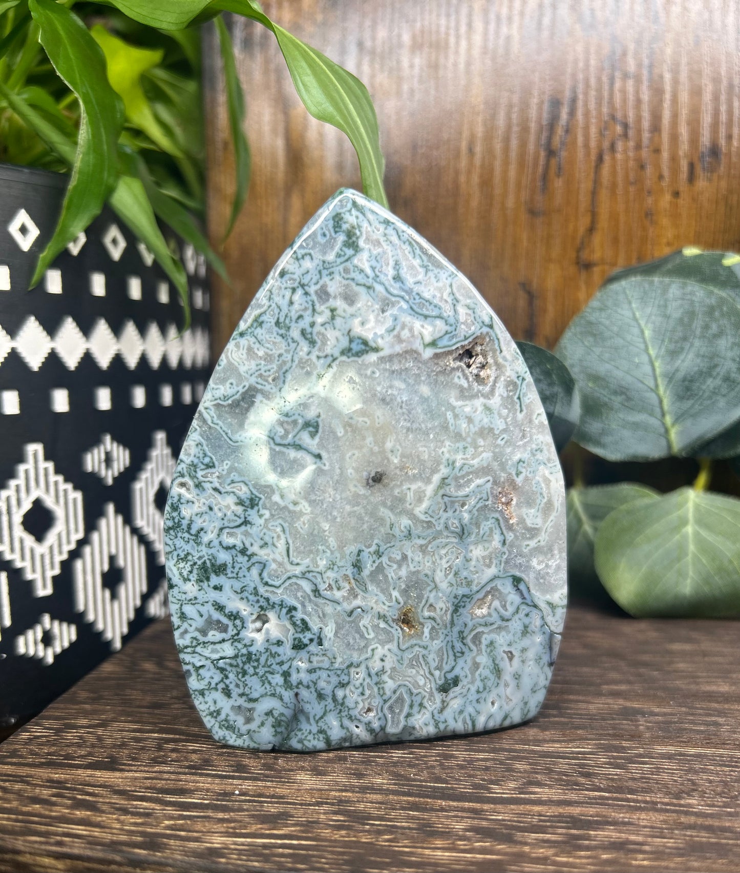 Blue Moss Agate Teardrop / Flame