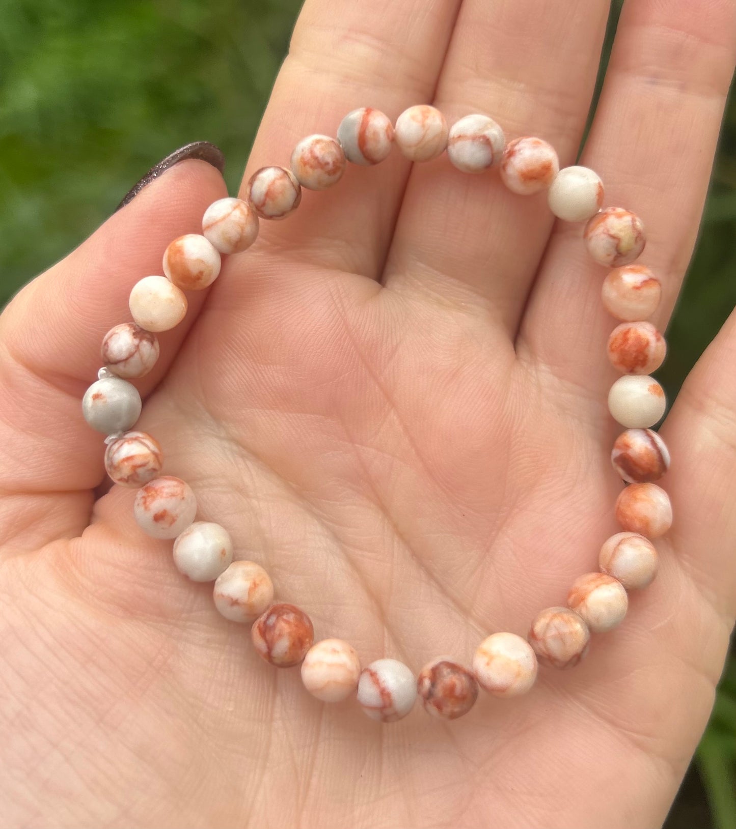Red Vein Jasper Beaded Crystal Bracelet