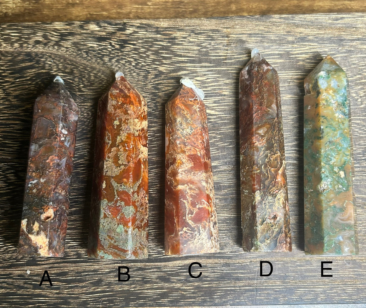 Red Moss Agate Crystal Towers