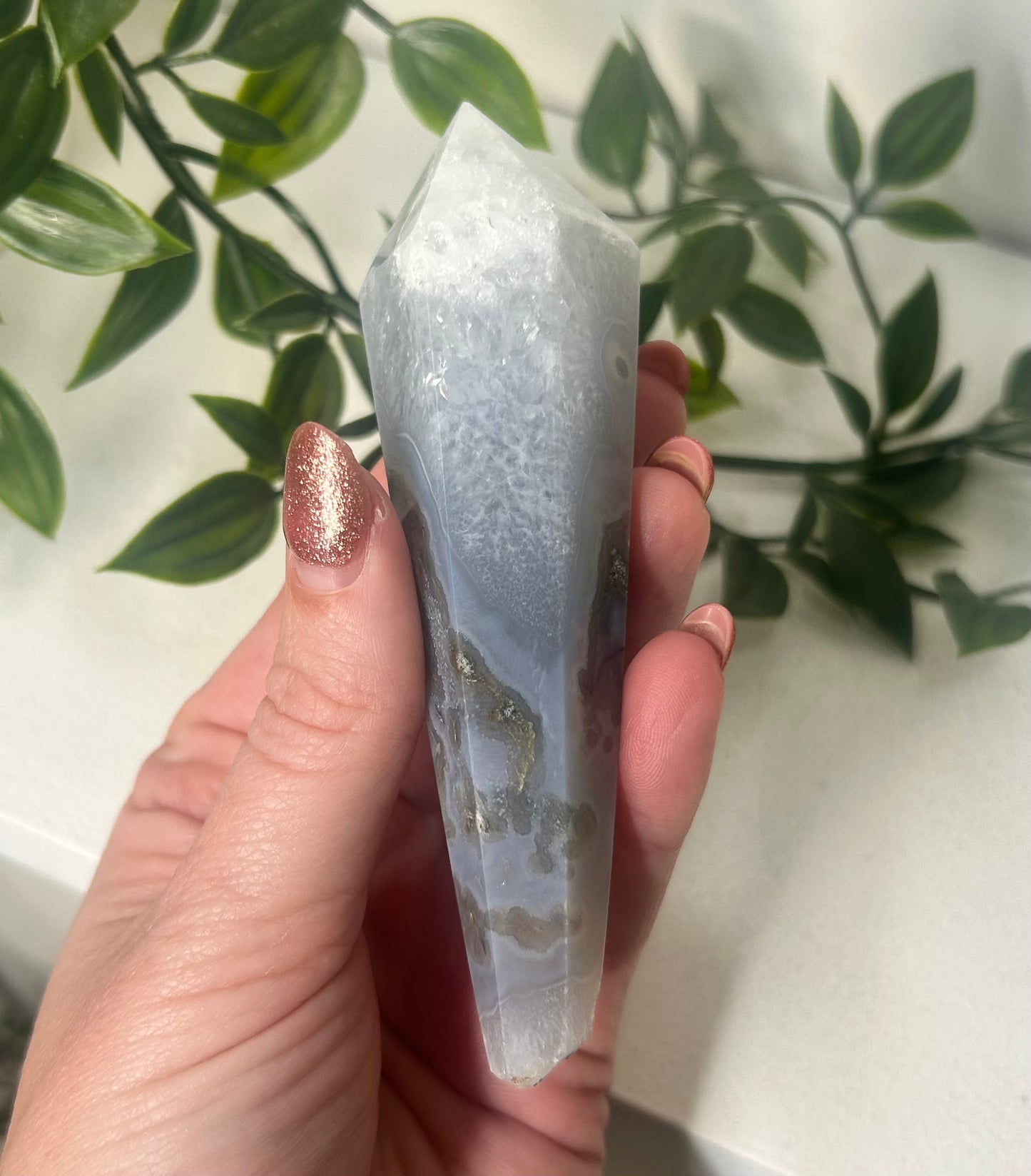 Blue Moss Agate Wand
