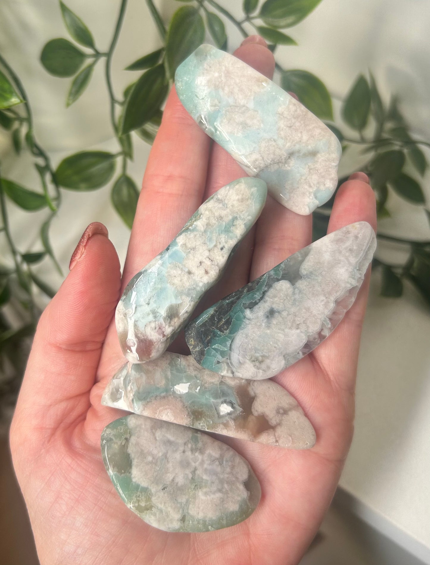 Blue Flower Agate Tumble Stone