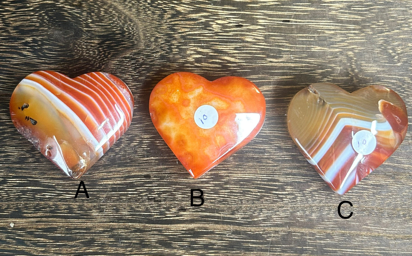 Carnelian Agate Heart Carvings