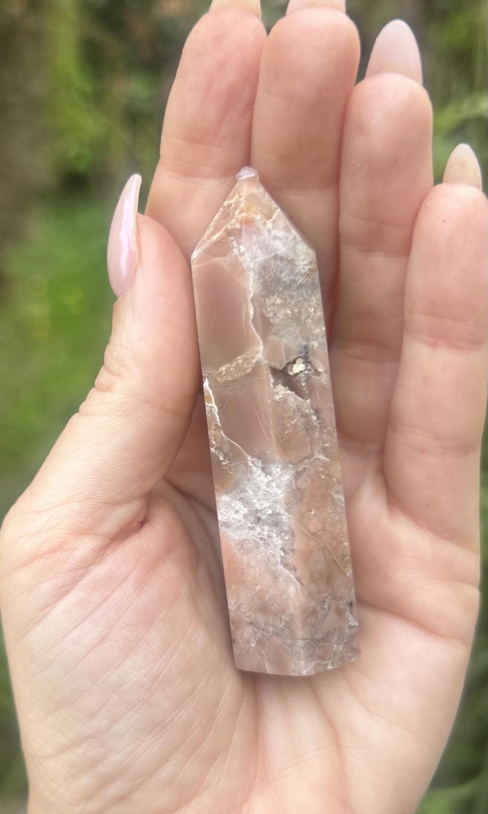 Pink Agate Druzy Quartz Tower