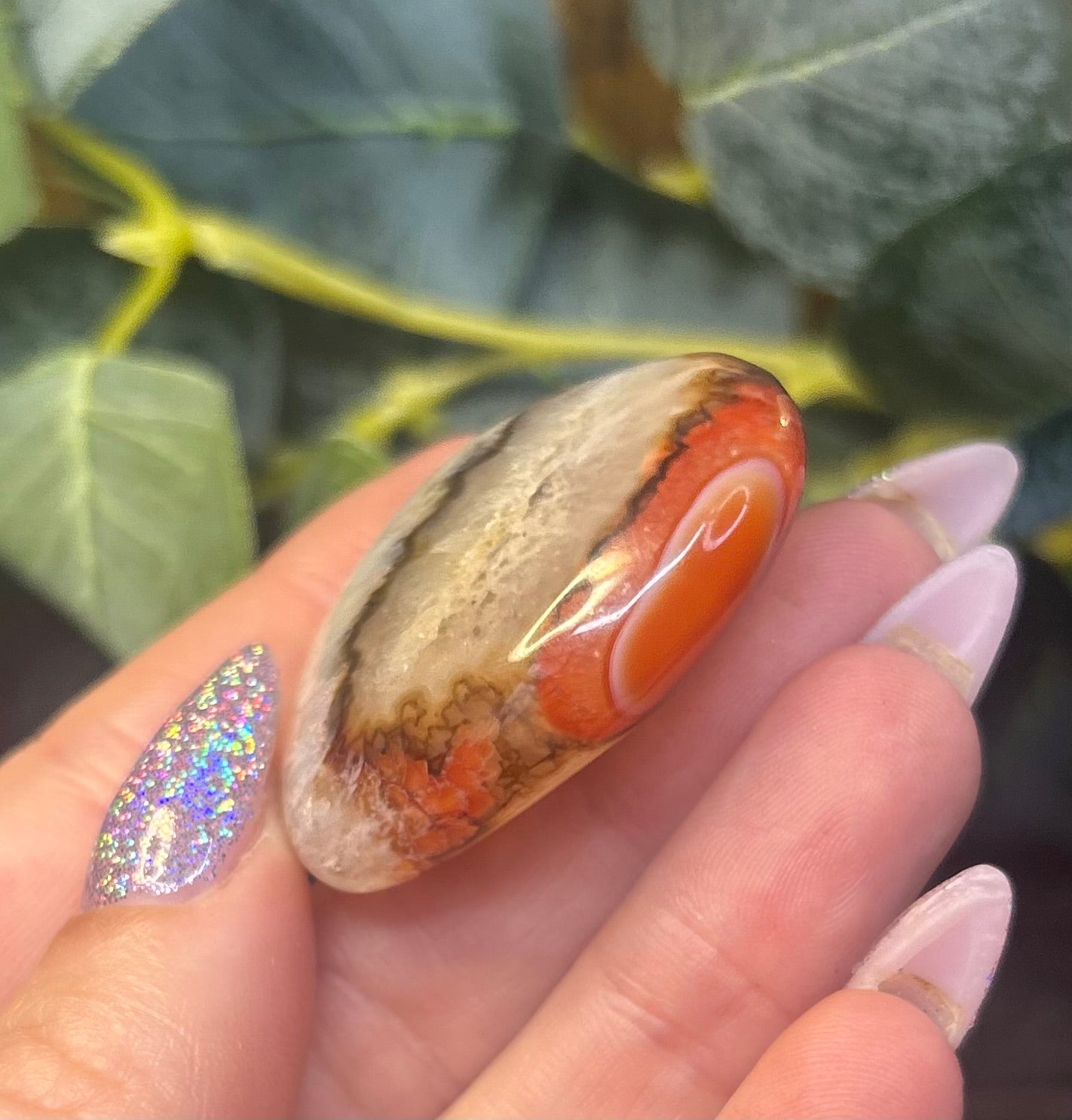 Carnelian Agate Banded Crystal Heart
