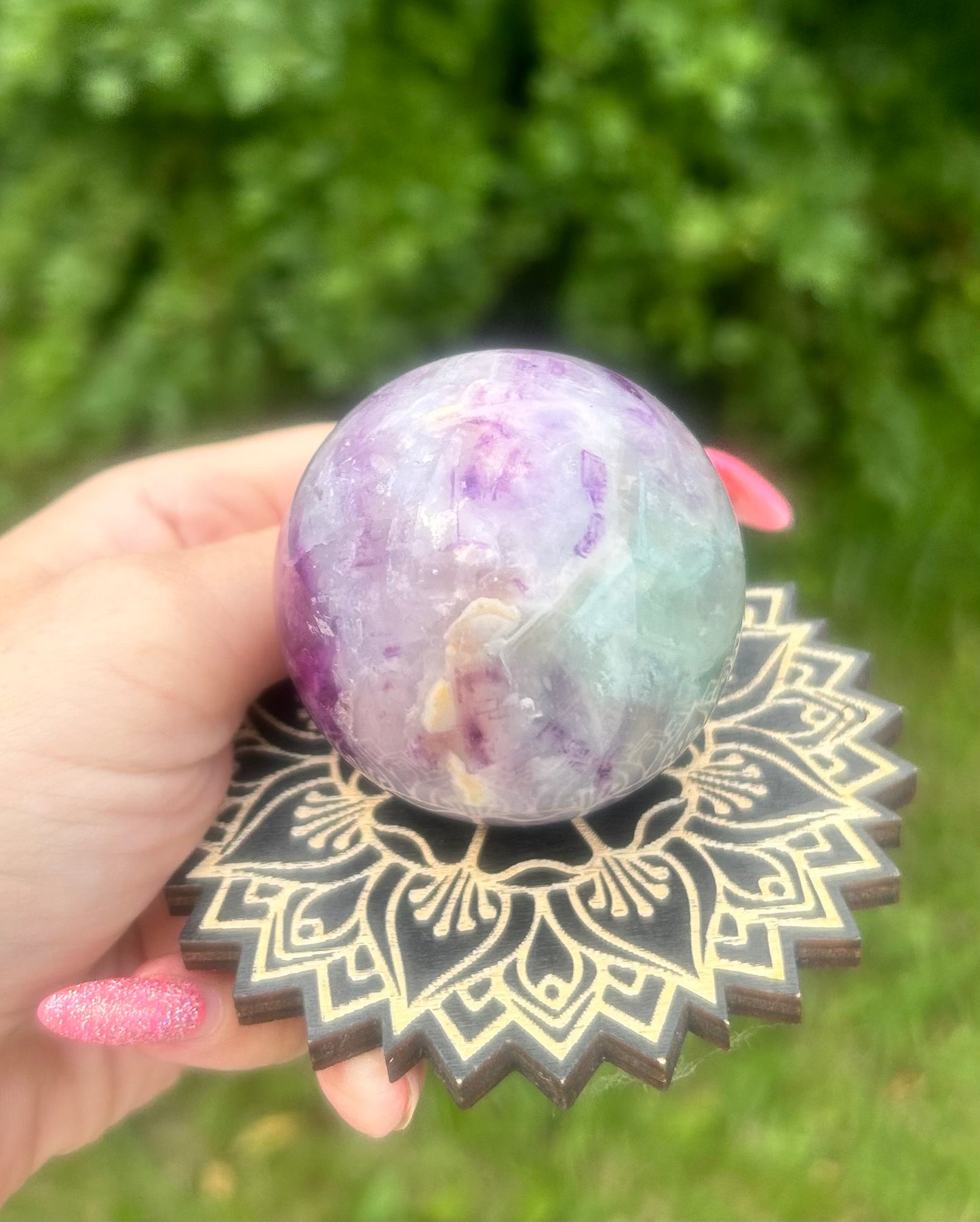 Green / Purple Fluorite sphere