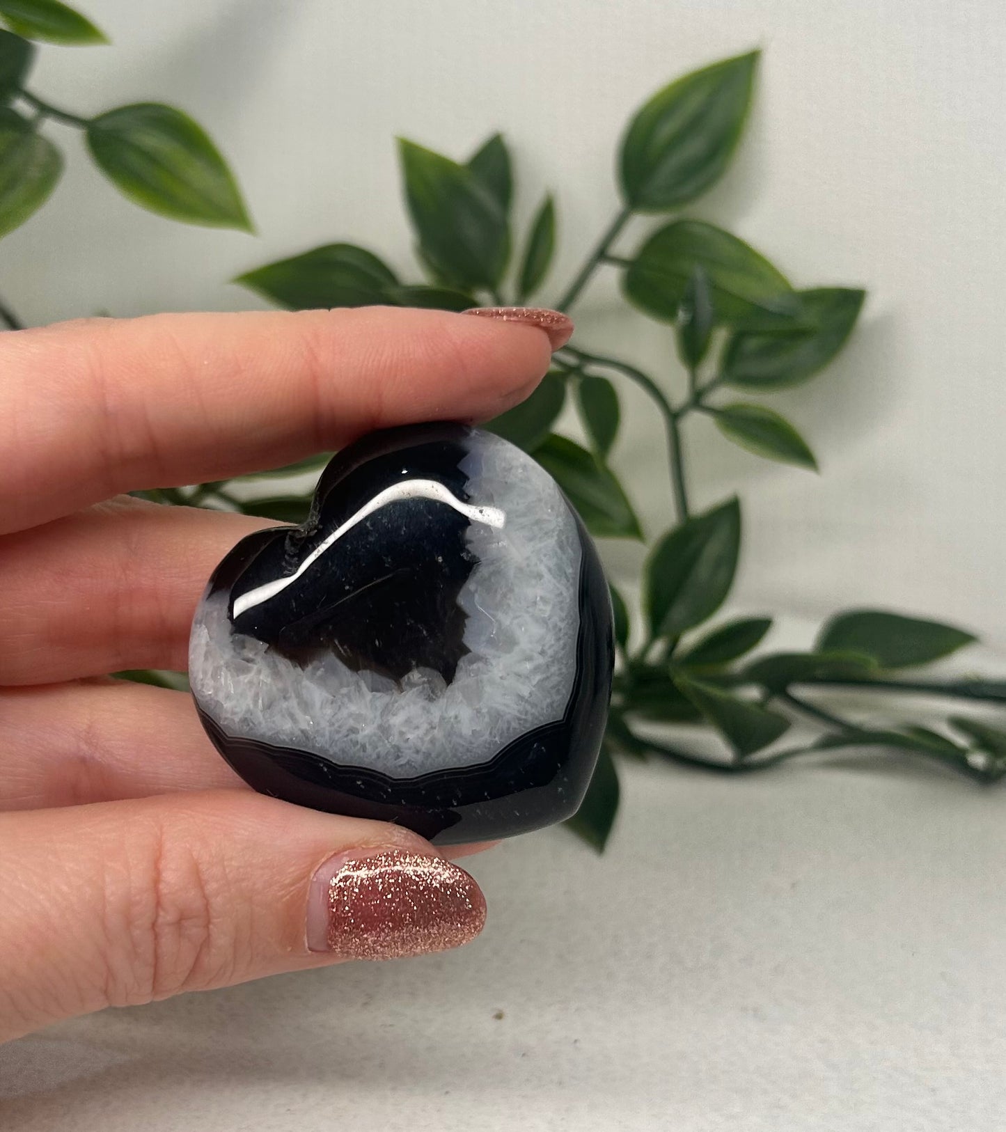 Black Agate Palm Heart