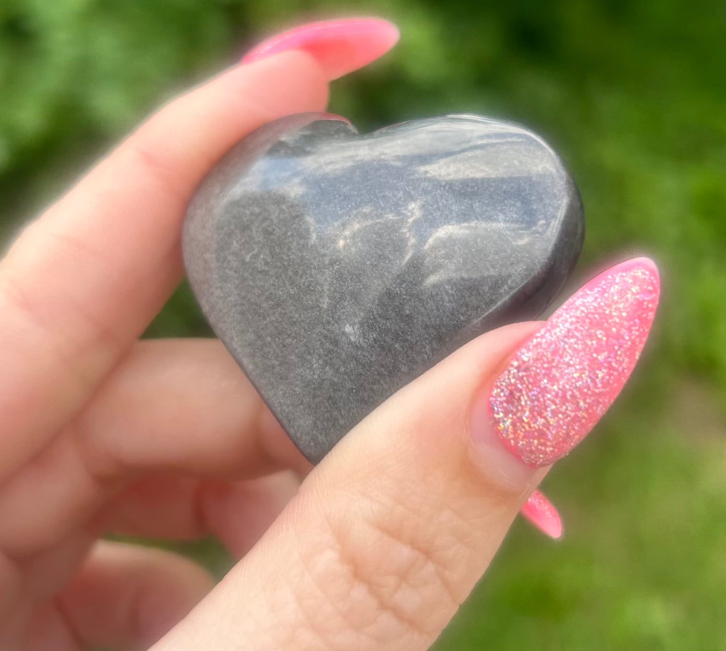 Silver Obsidian Heart
