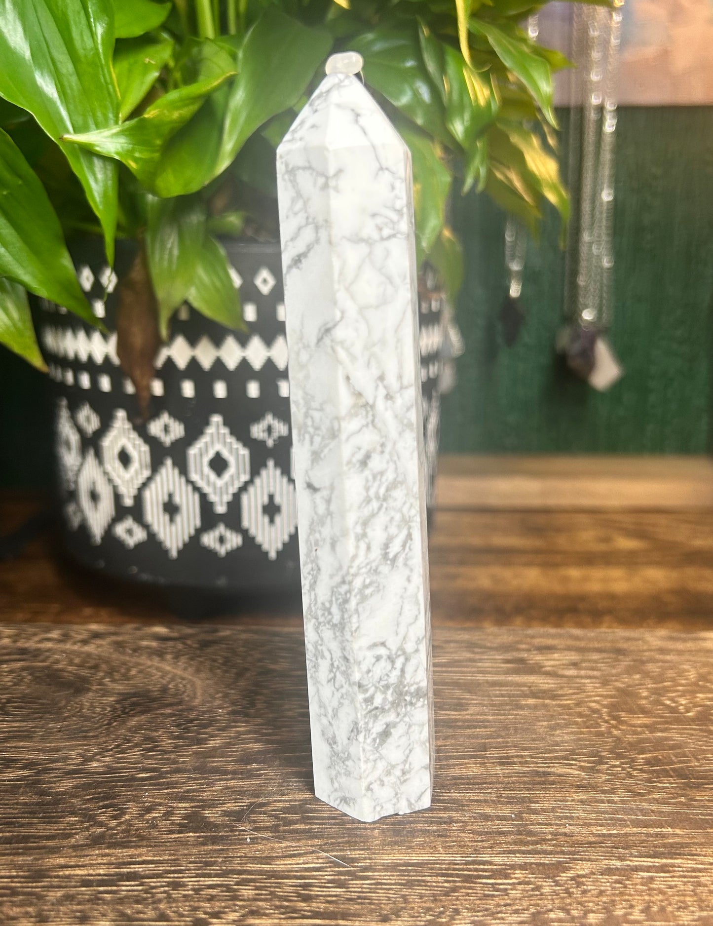 Howlite Tower - leans slightly