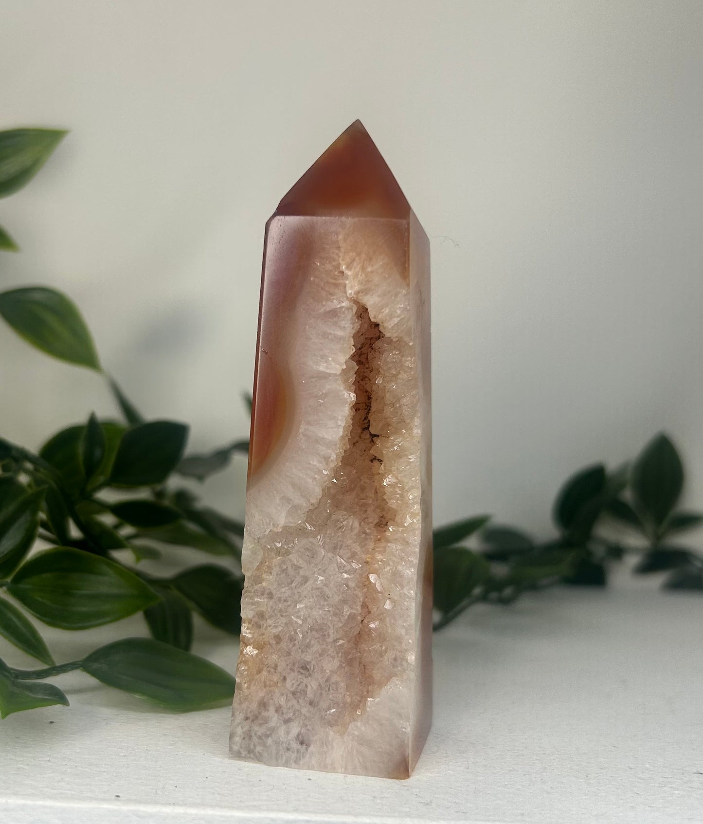 Carnelian Flower Agate Druzy Tower