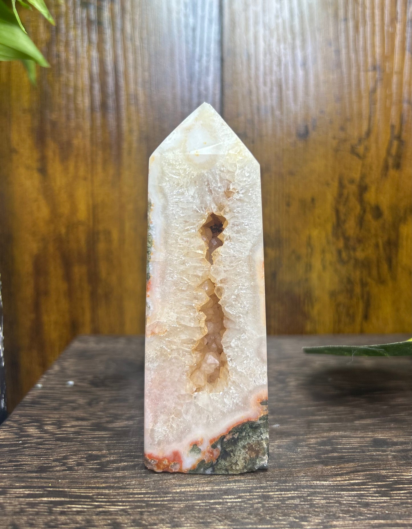 Moss Agate Druzy Crystal Tower