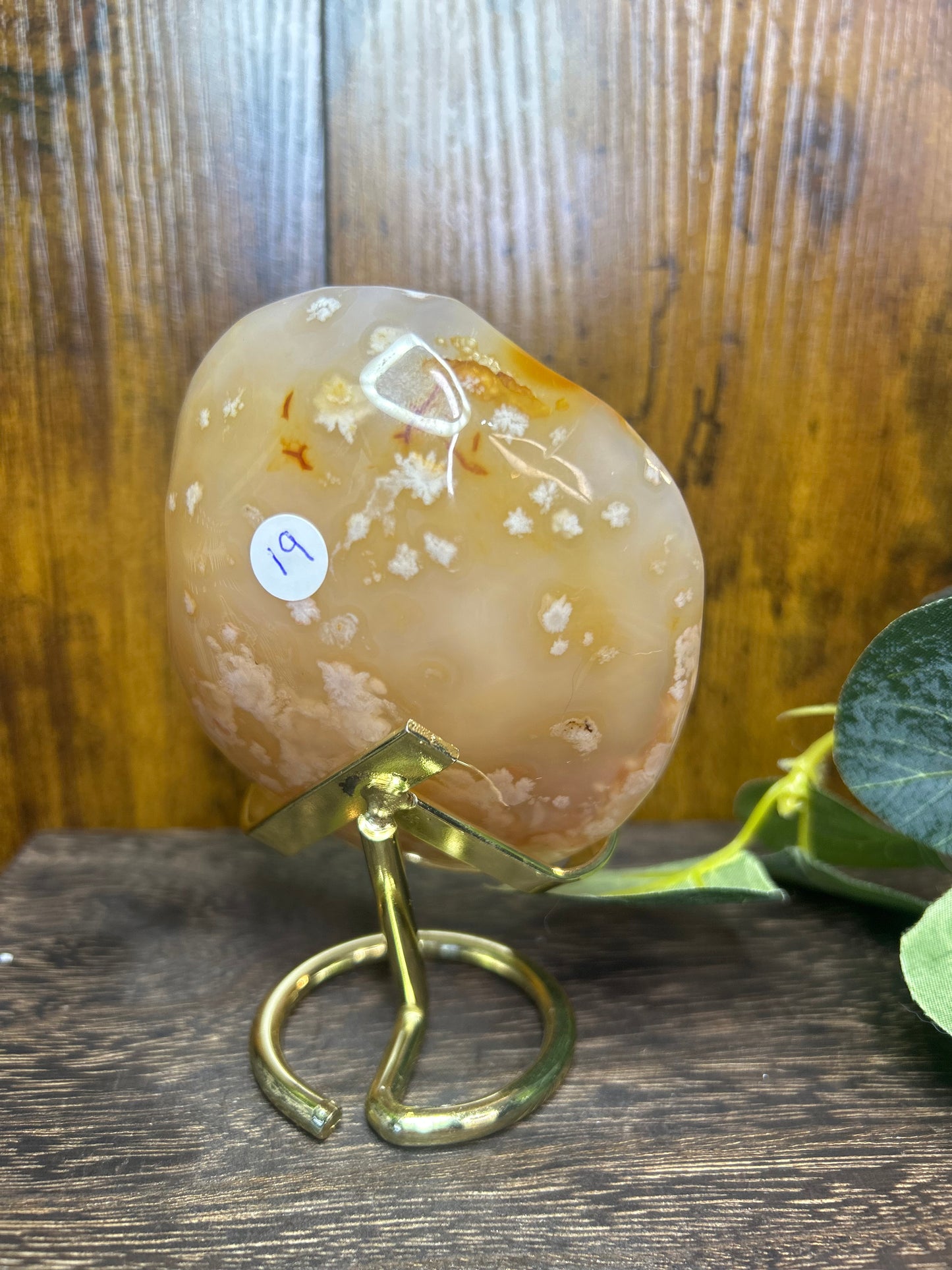 Flower Agate Druzy Round Statement Carving
