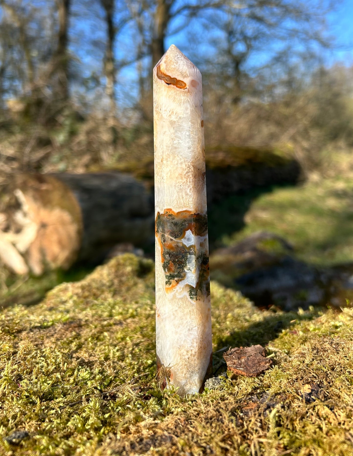 Red Moss Agate Druzy Crystal Tower
