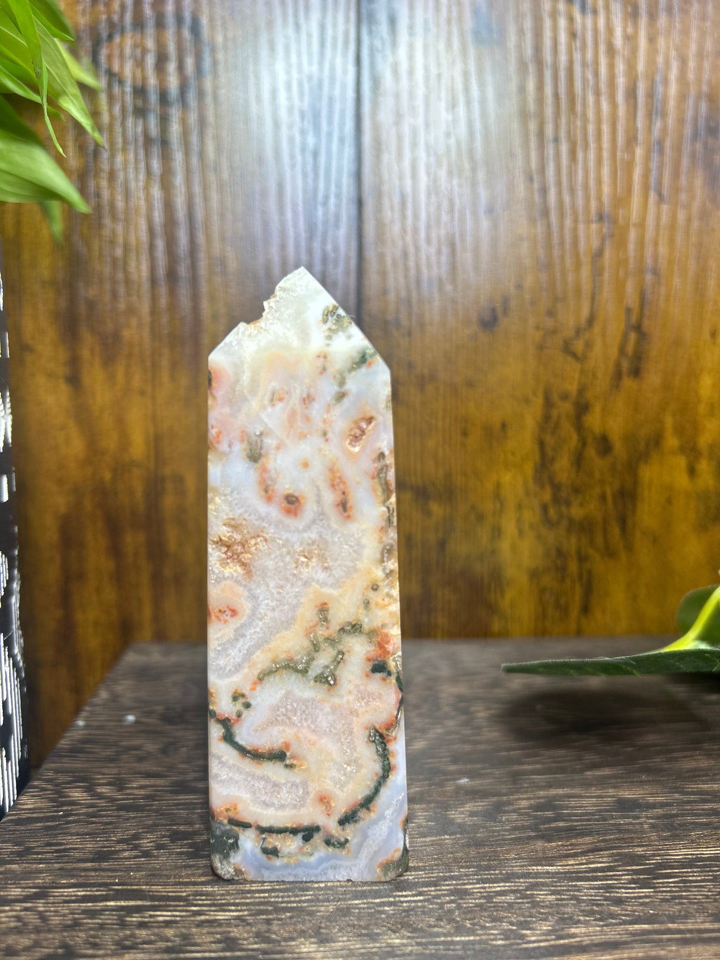 Moss Agate Druzy Crystal Tower