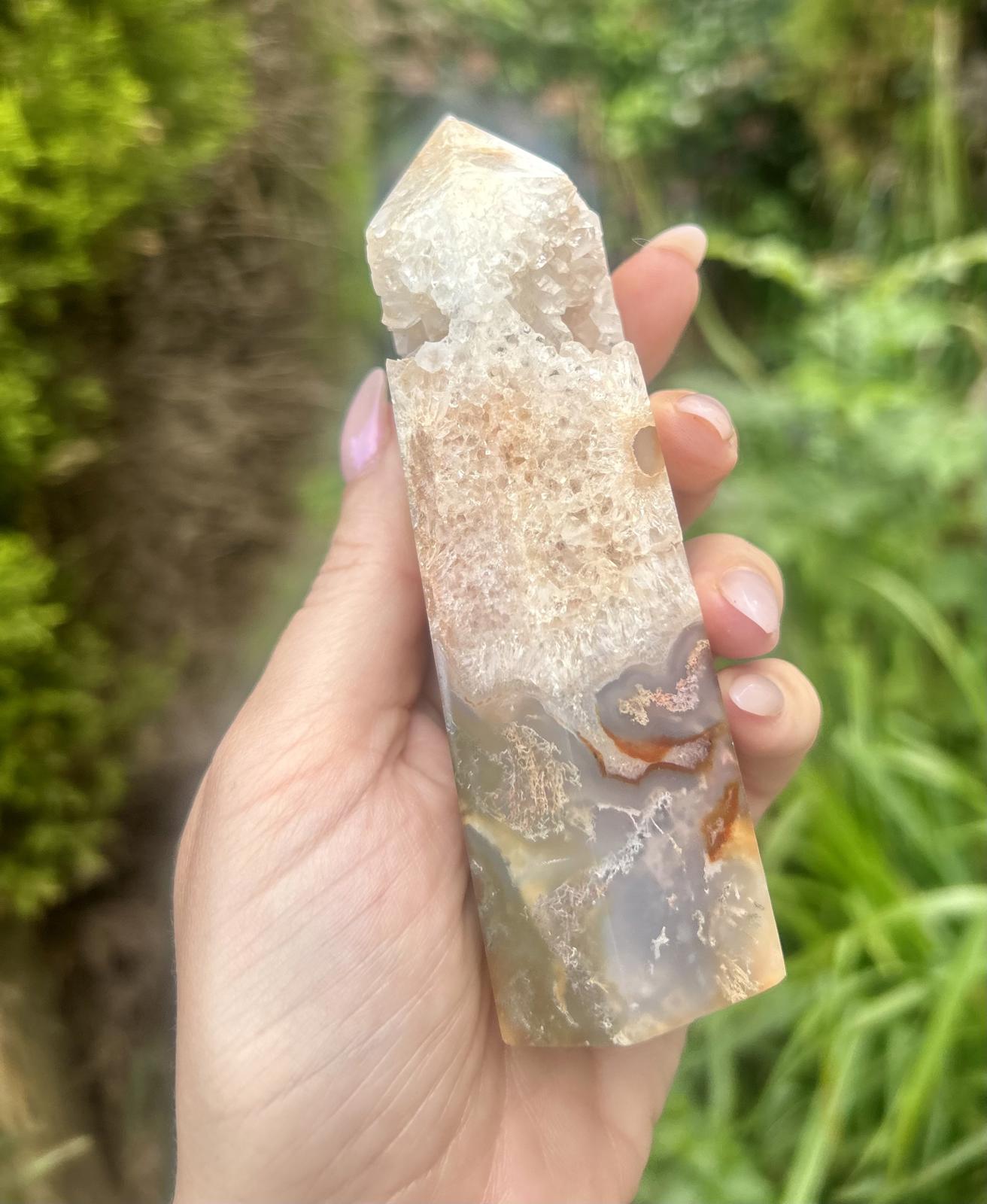 Red Moss Agate Druzy Chunky Large Crystal Tower