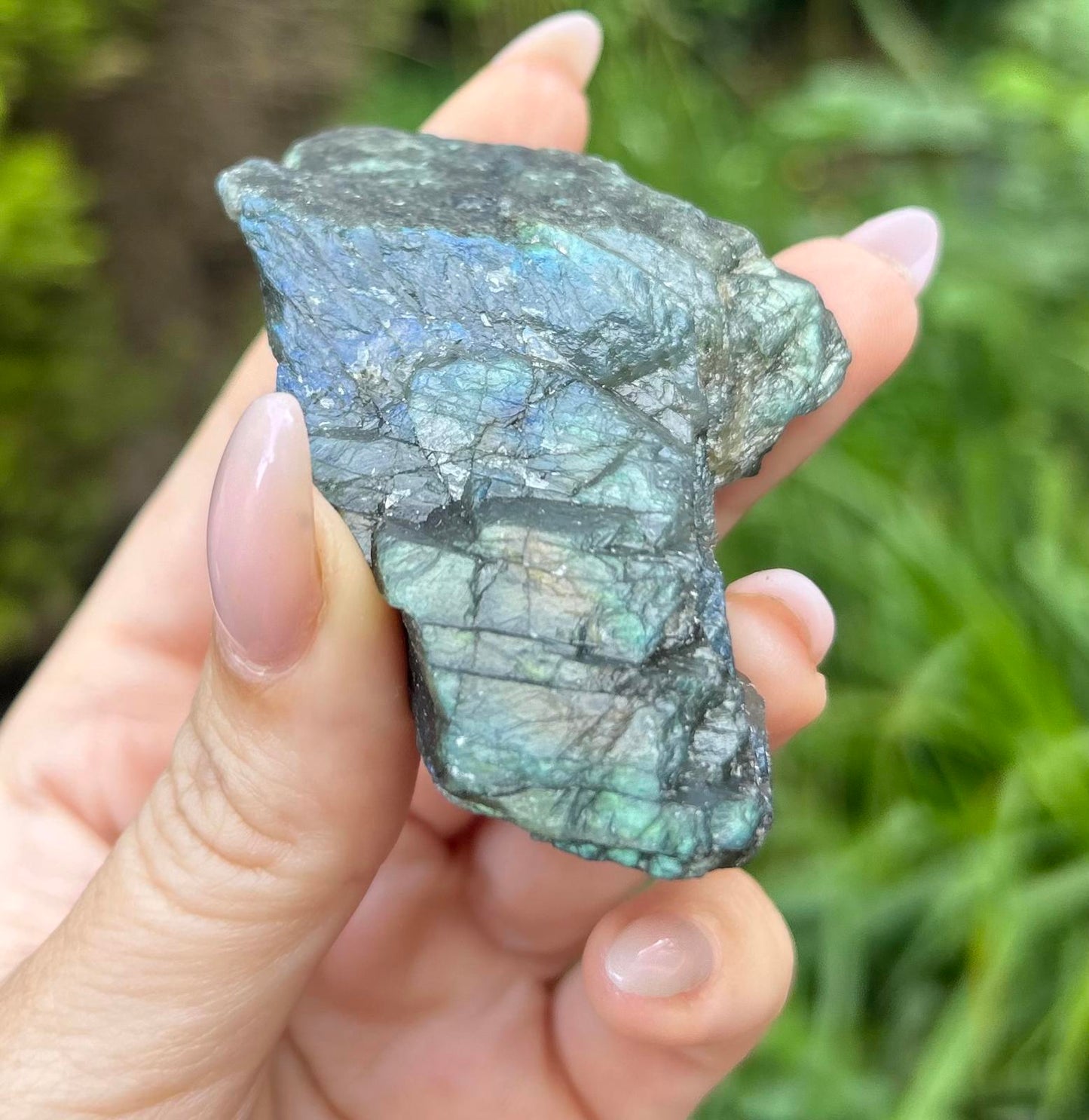 Labradorite Flashy Blue Green Raw Crystal Stone