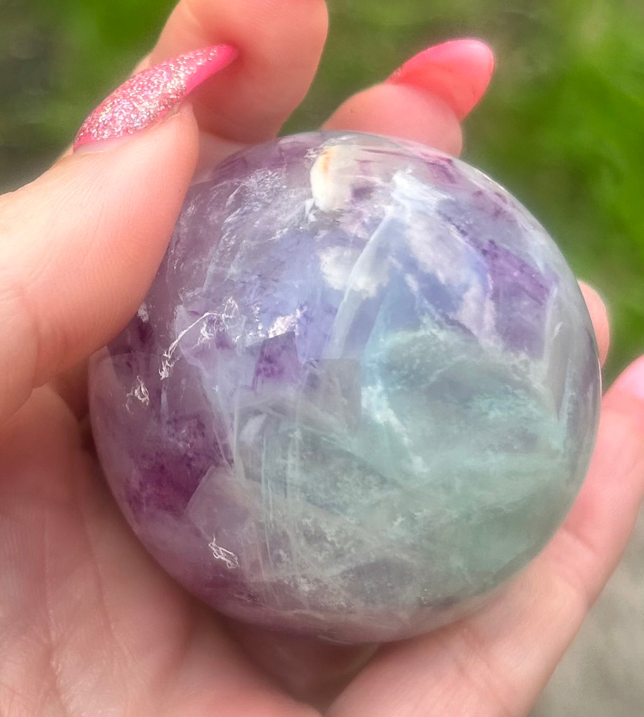 Green / Purple Fluorite sphere