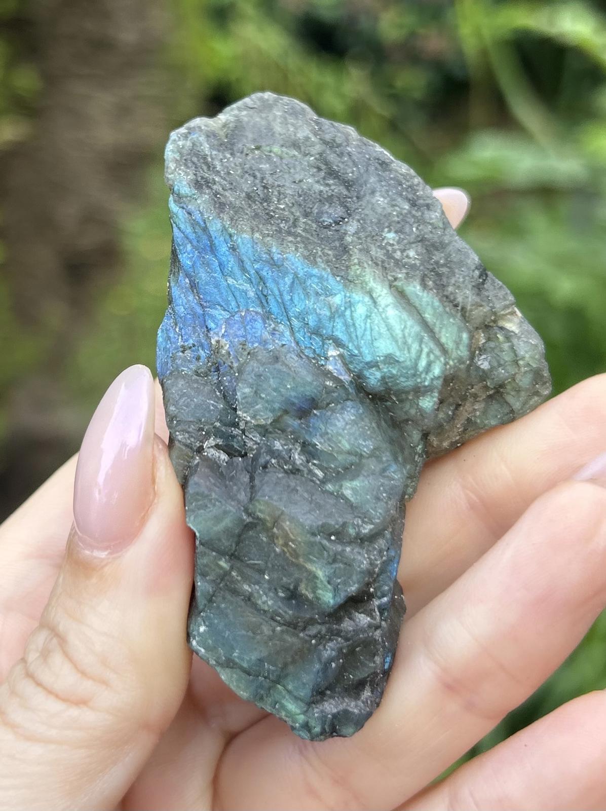 Labradorite Flashy Blue Green Raw Crystal Stone