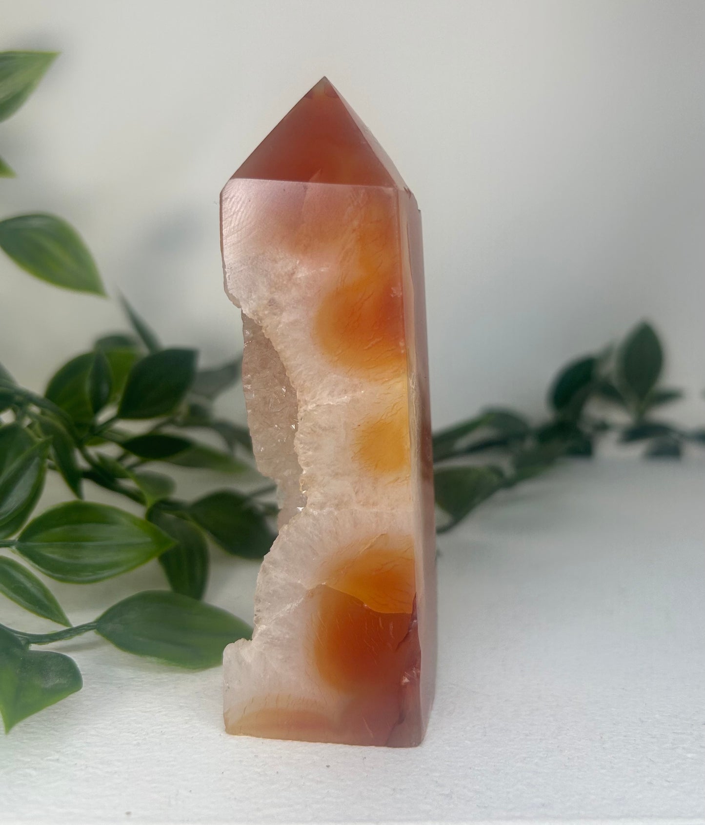 Carnelian Flower Agate Druzy Tower