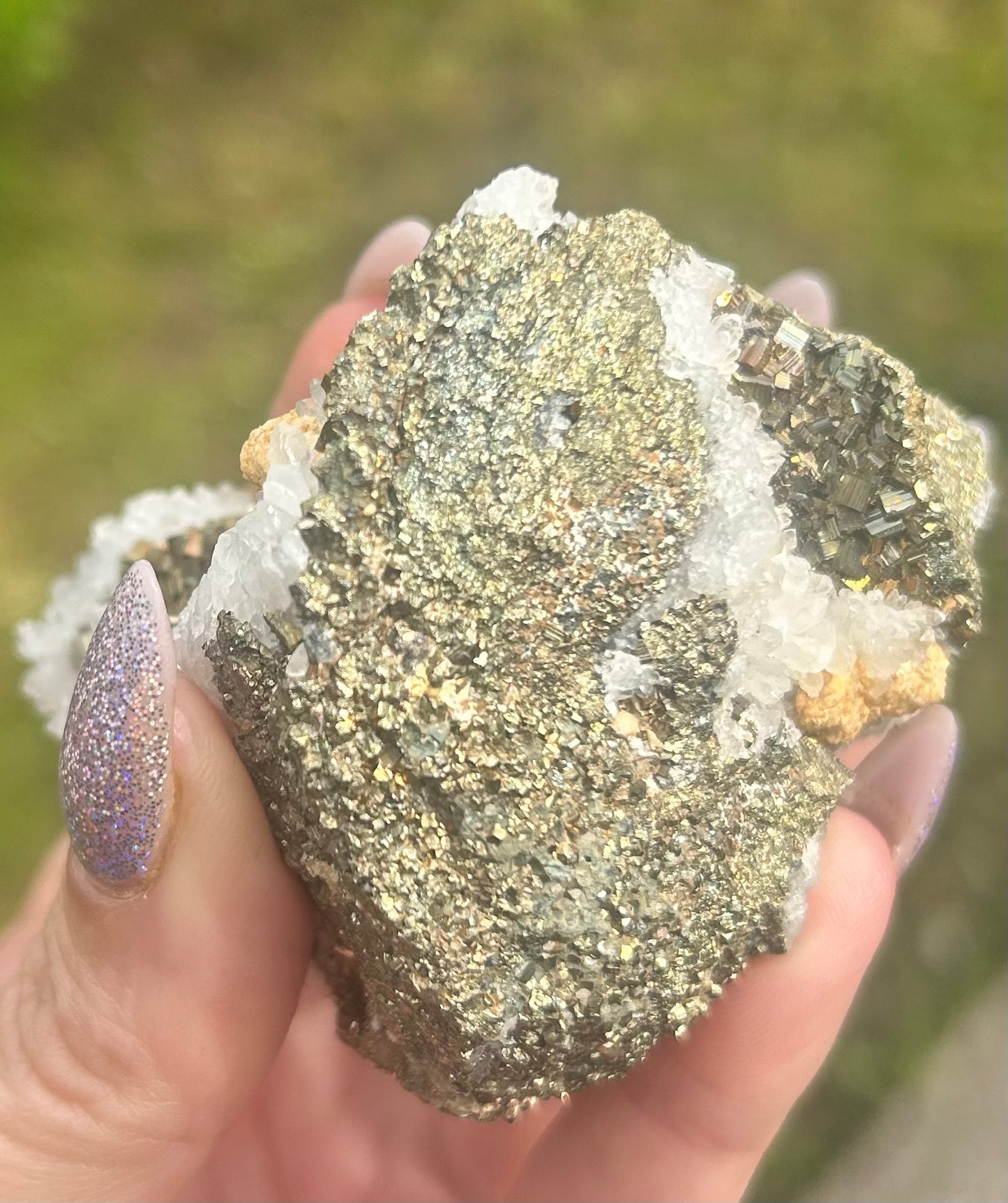 Quartz With AA Quality Rare Aura Pyrite Cubes