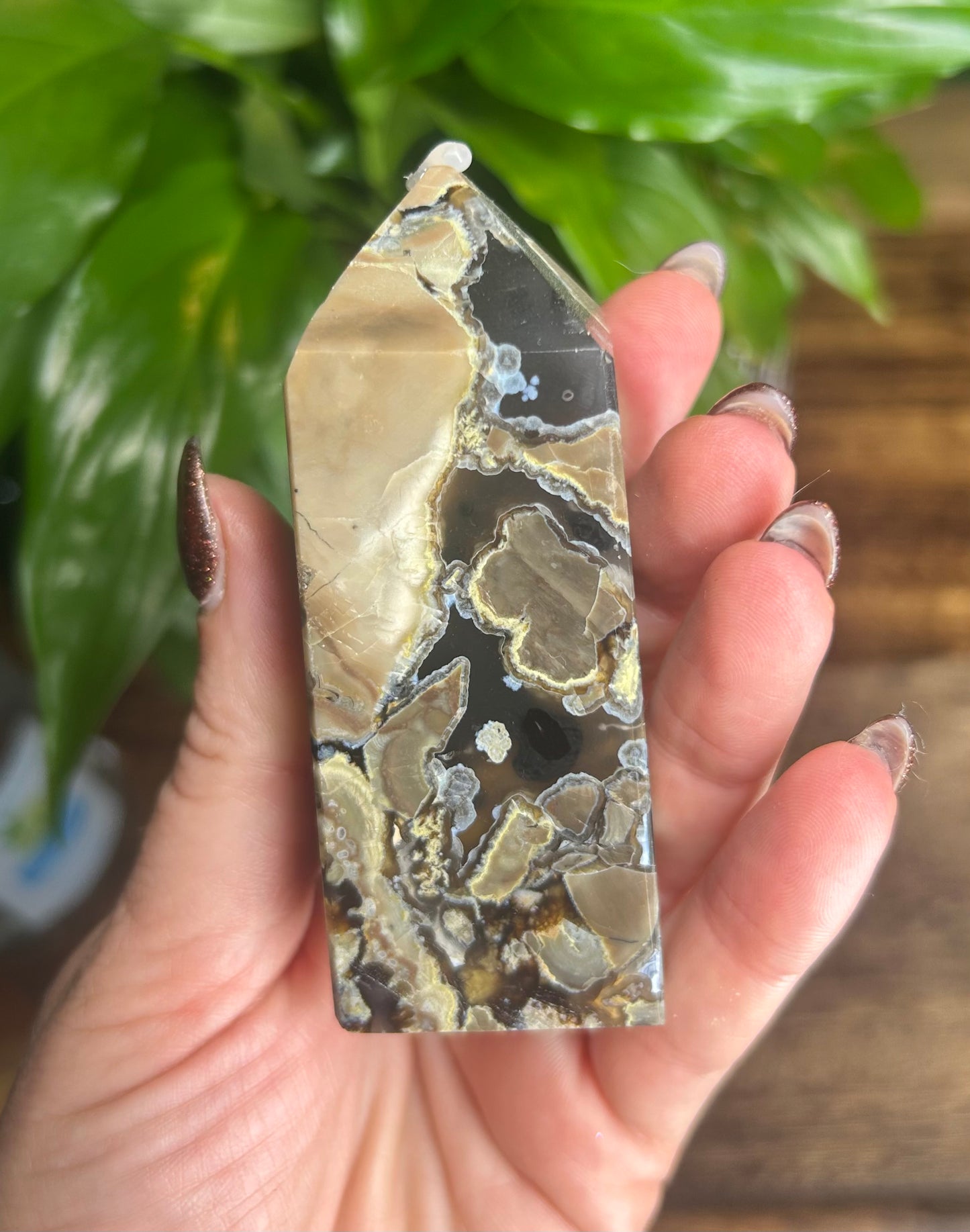 Volcano Agate Crystal Tower Carving