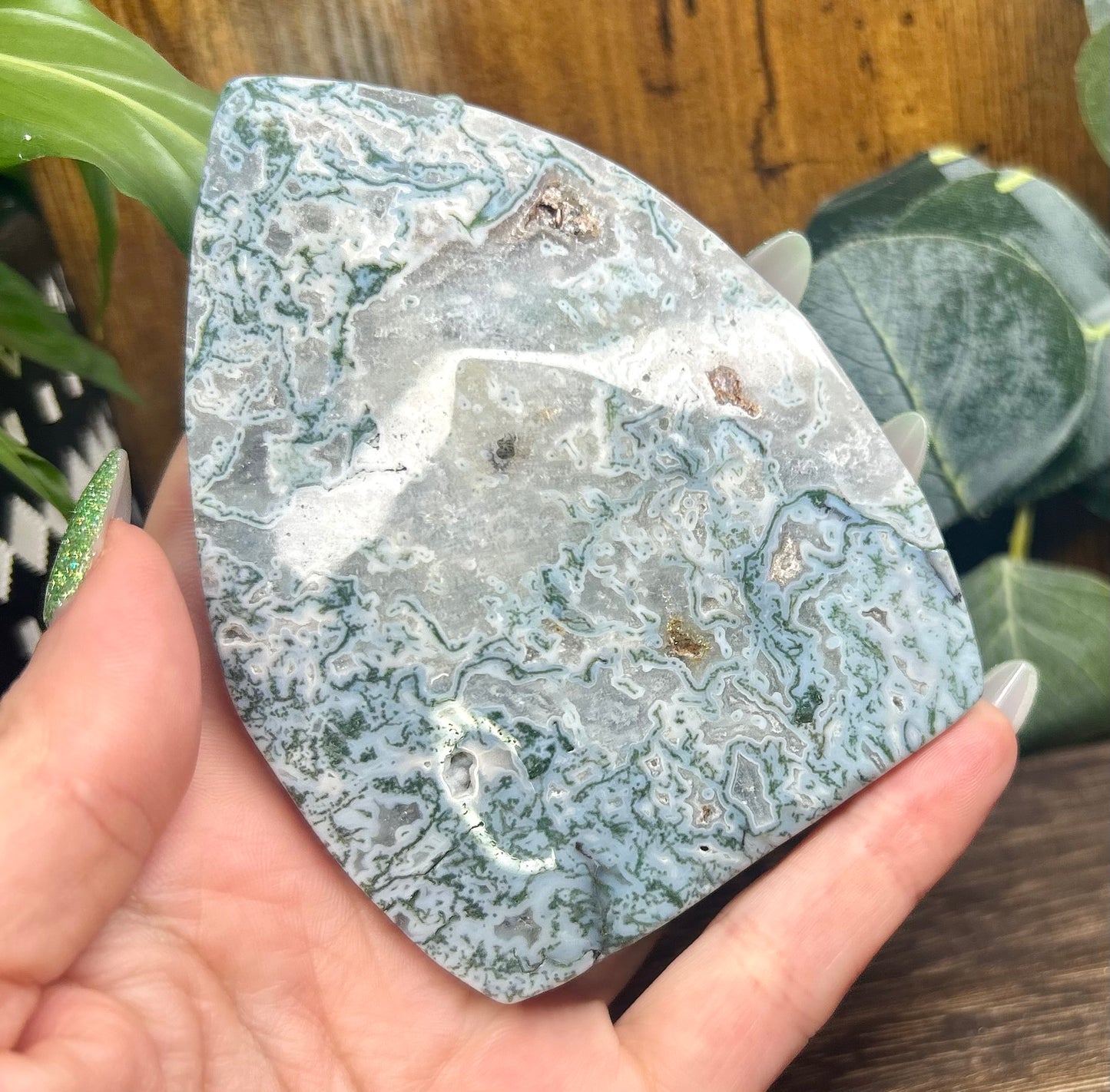 Blue Moss Agate Teardrop / Flame