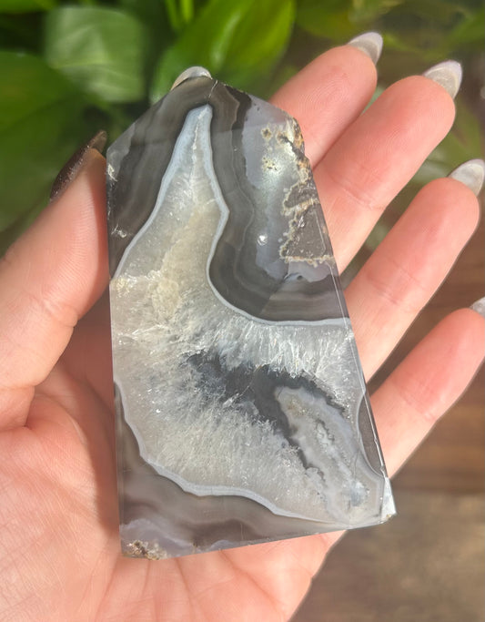 Black Agate Druzy Crystal Tower (slight imperfections)