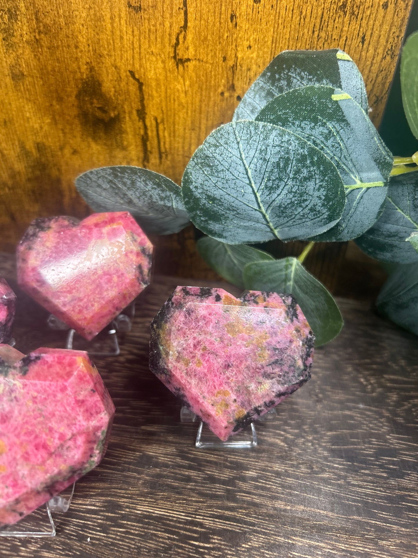 Rhodonite Chunky Hearts Pink, Orange, Black