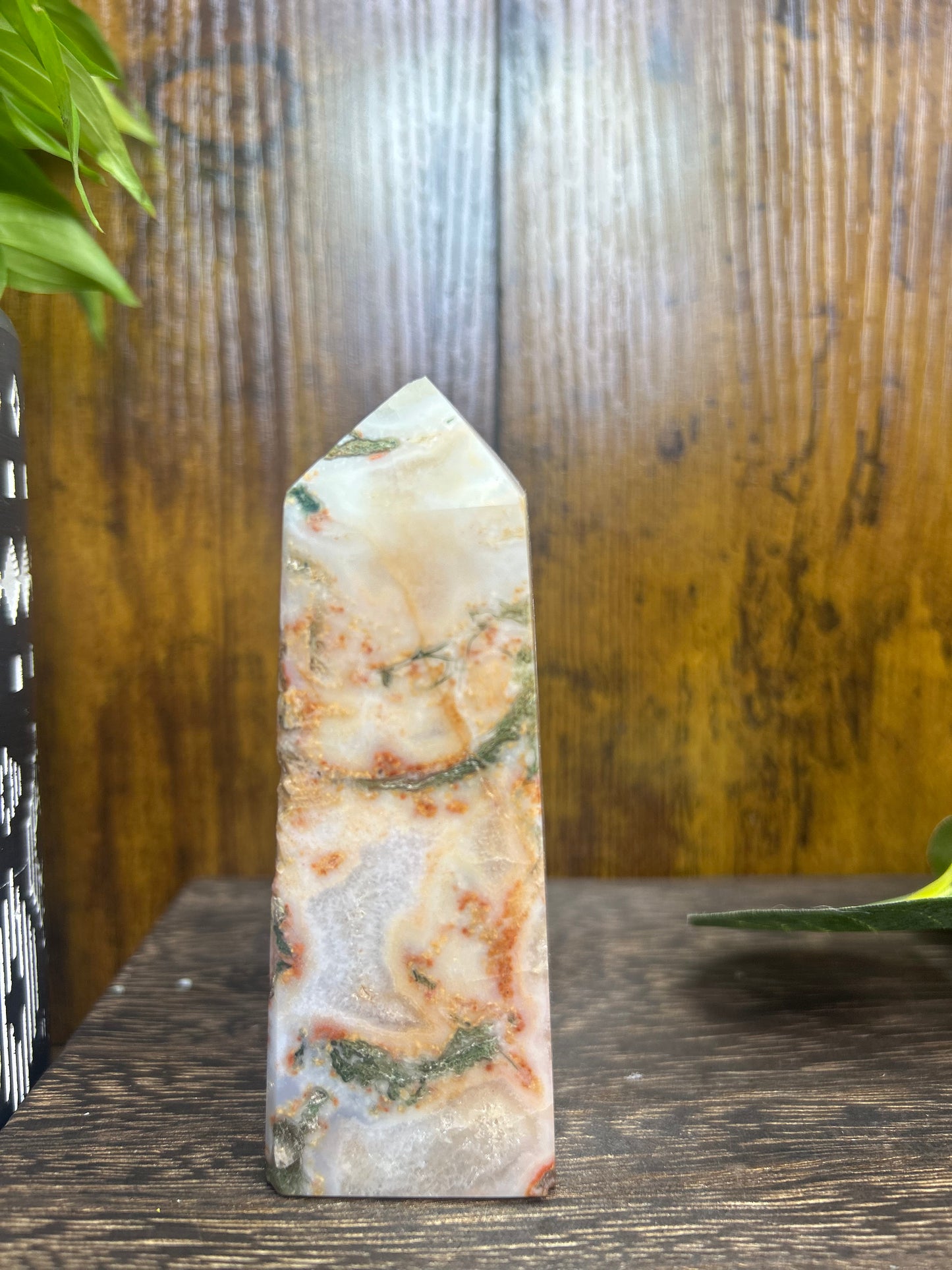 Moss Agate Druzy Crystal Tower