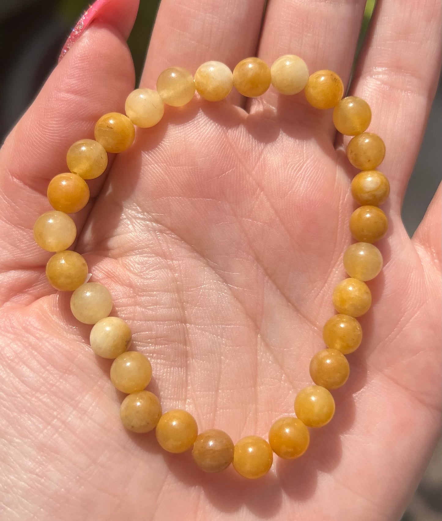 Yellow Jade Crystal Beaded Bracelet