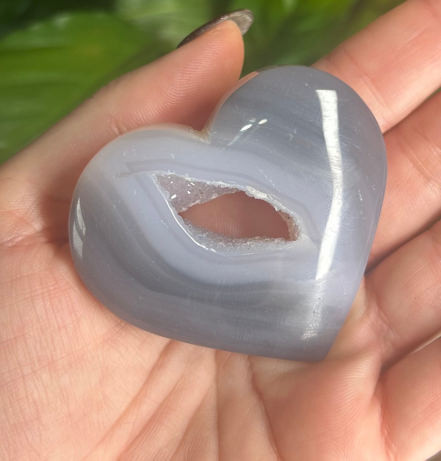 Agate Druzy Crystal Heart Carving